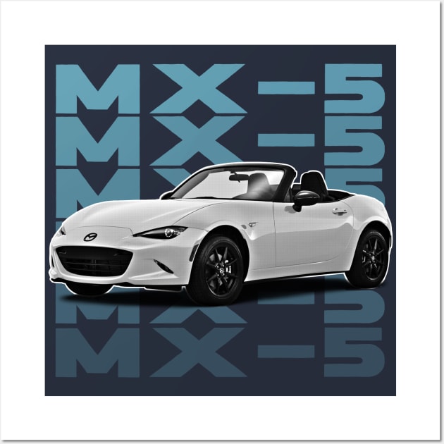 Mazda MX-5 (White) / Retro Style Design Wall Art by DankFutura